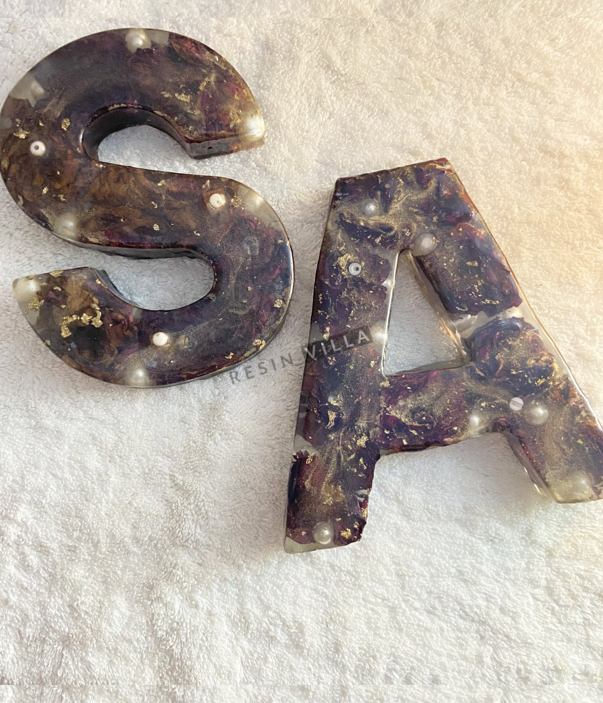 Resin Art, Floral Monogram Alphabet Letter