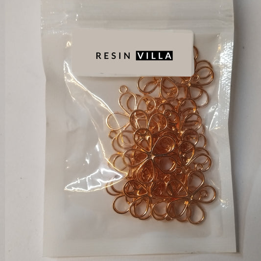 Resin Art Material, Metal Charms & Keychain Accessories - Copper Flower Shape Charm