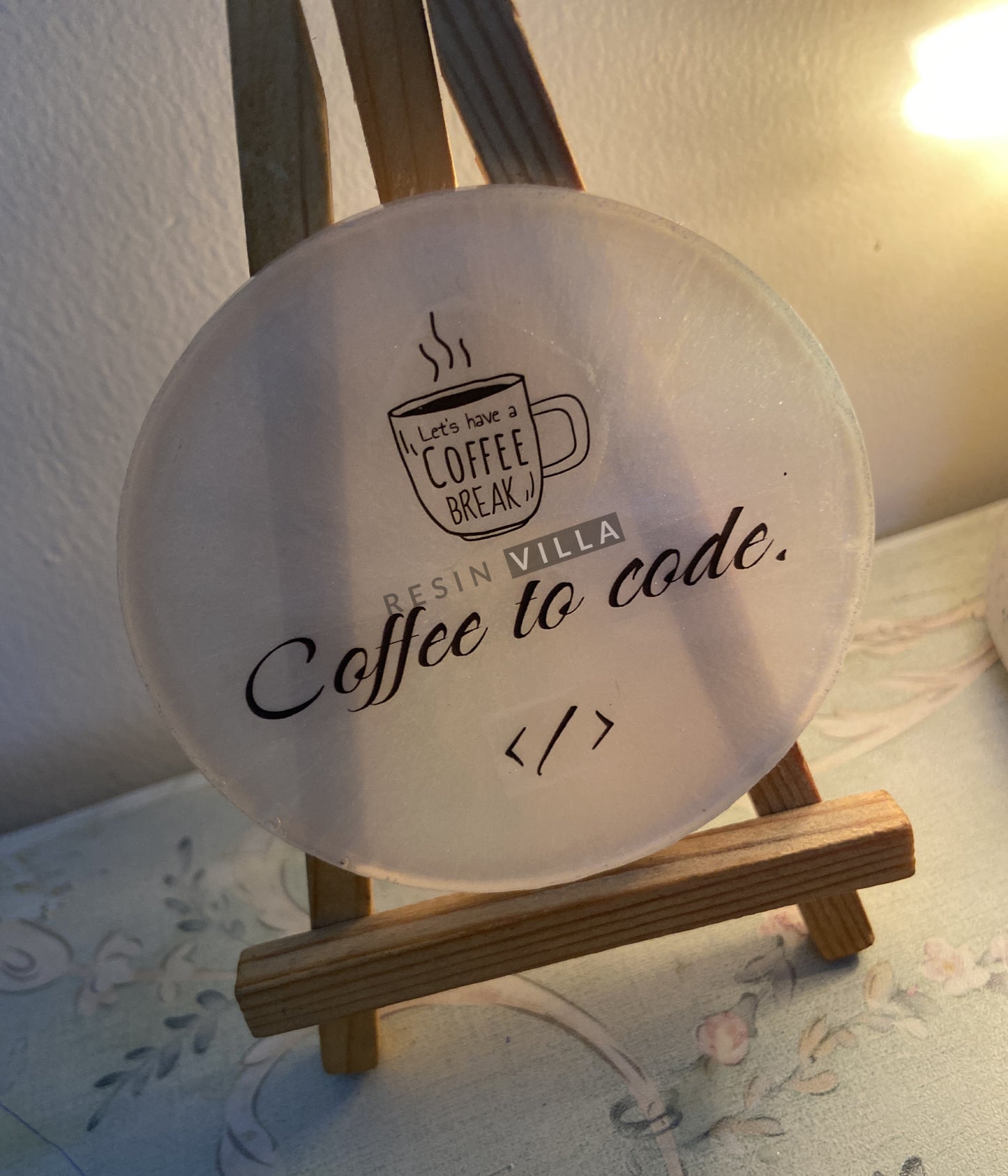 Resin Art, Frame, Coffee to code coaster