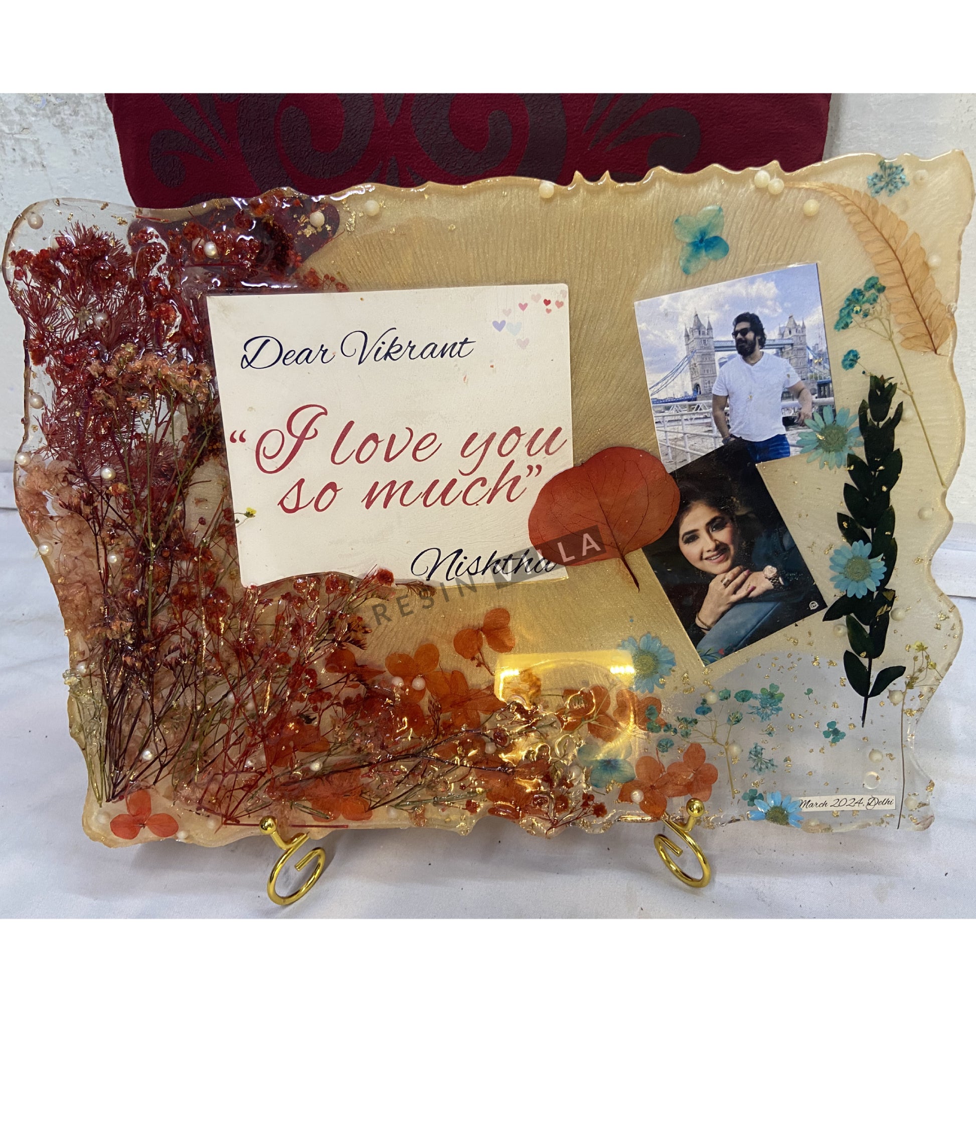 Resin Art, Picture Frame, Proposal Frame for loving couples In Rectangular Shape tray size