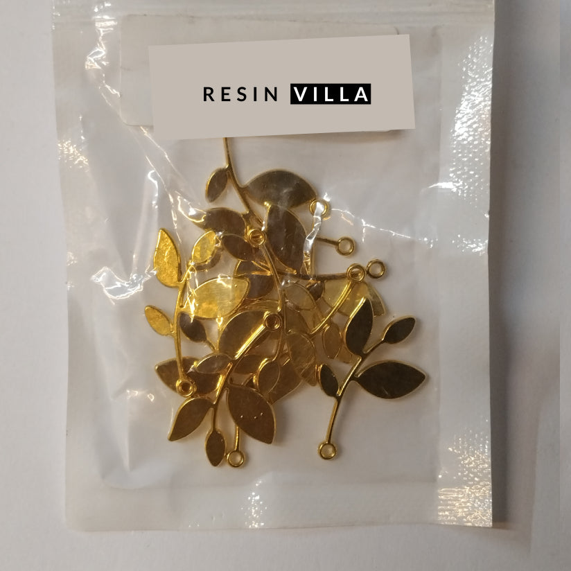 Resin Art Material, Metal Charms & Keychain Accessories - Golden Charm Leaf Pastels