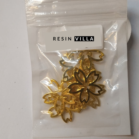 Resin Art Material, Metal Charms & Keychain Accessories - Golden Charm Floral