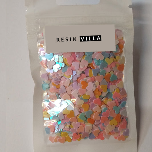 Resin Art Material, Sequin Colourful Shakers - multi-color - Heart Shape