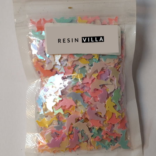 Resin Art Material, Sequin Colourful Shakers - multi-color - Dolphin Shape