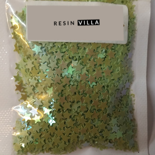 Resin Art Material, Sequin Colourful Shakers - light Green Star Shape