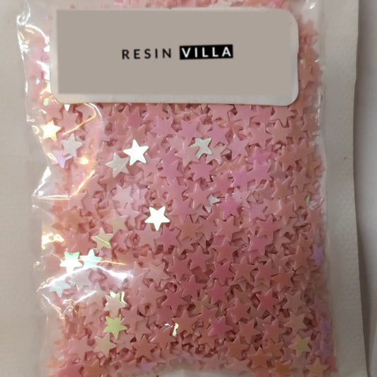 Resin Art Material, Sequin Colourful Shakers - light Pink Star Shape