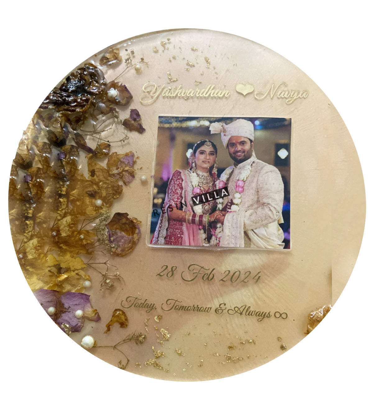 Resin Art, Varmala Preservation, Elegant Photo Frame - Personalized Keepsake for Newlyweds, Wedding Gift & Memory Preservation