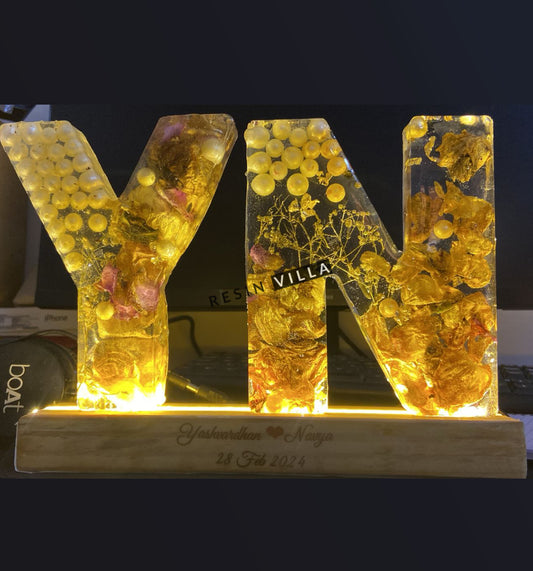 Resin Art, Varmala Preservation, LED lamp, Monogram Alphabet Led Letter Lights